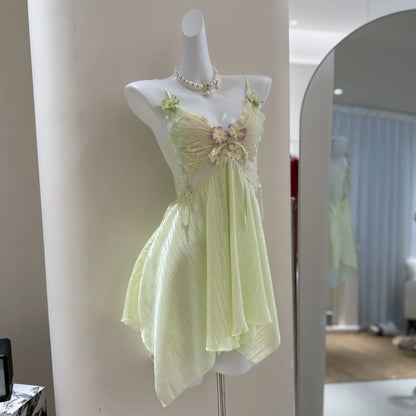 Fairy Elf Suspender Nightgown Lingerie Sexy Butterfly Lace Chemise Sleepwear Nightdress Homewear Summer New Women Nightwear