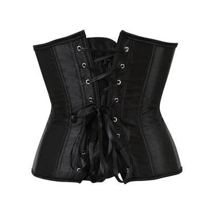 BurVogue Women's Satin Underbust Corset Bustier Waist Training Cincher Plus Size Sexy Lace Up Bustiers & Corsets