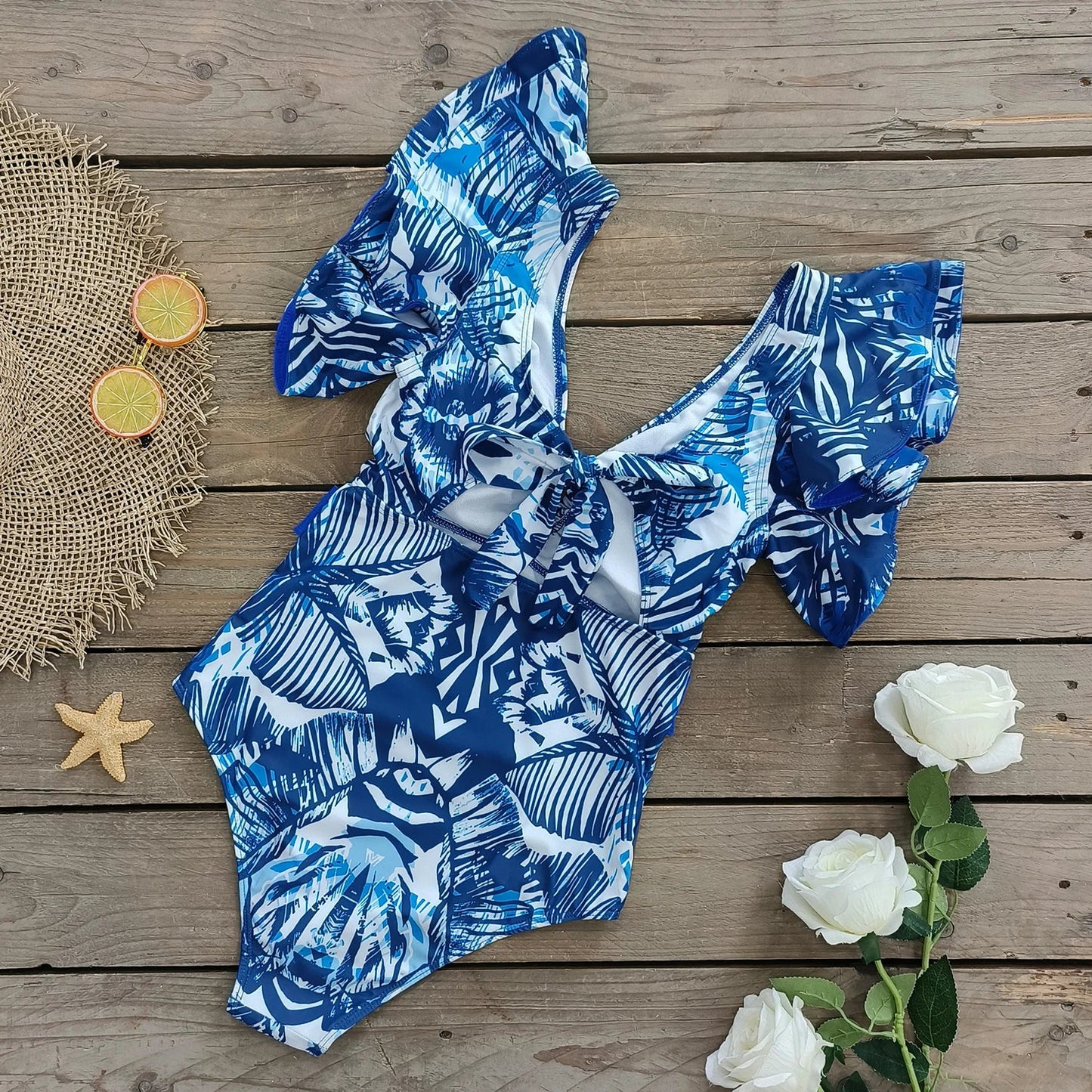 2025 New Sexy V-Neck One Piece Swimsuit Belt Swimwear Women Ruffle Monokini Push Up Swim Suit Colorful Bathing Suit Female Beach