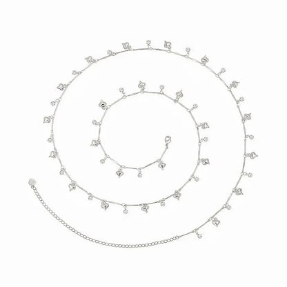 Versatile Peach Heart Sexy Body Chain Ladies' Summer Beach Bikini Body Accessories Simple Love Zircon Tassel Waist Chain