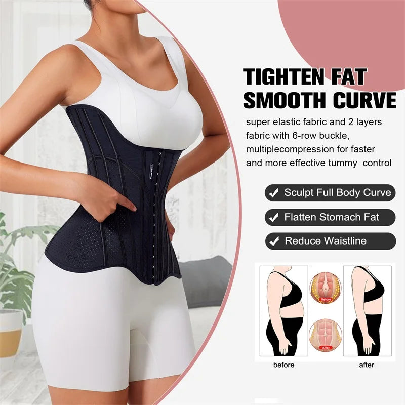 MISTHIN U-shaped Waist Trainer Corset Women Shapers Lifted Waist Trainer Steel Bone Slimming Breathable Mesh Women's Shapewear