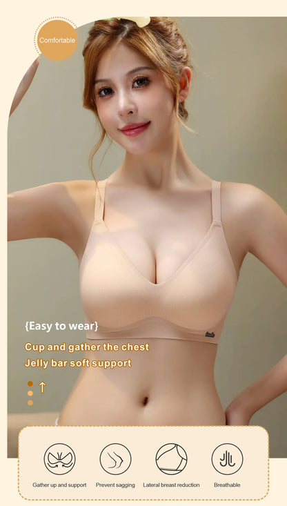 CAITING Beautiful Back Latex Cup Bra Soft Support Strips Skin-friendly Underwear For Women With Small Breasts