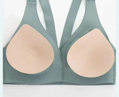 2/1Solid Wireless Sports Bra Comfy & Breathable Seamless Push Up Running Workout Tank Everyday Bra, Women's Lingerie & Underwear