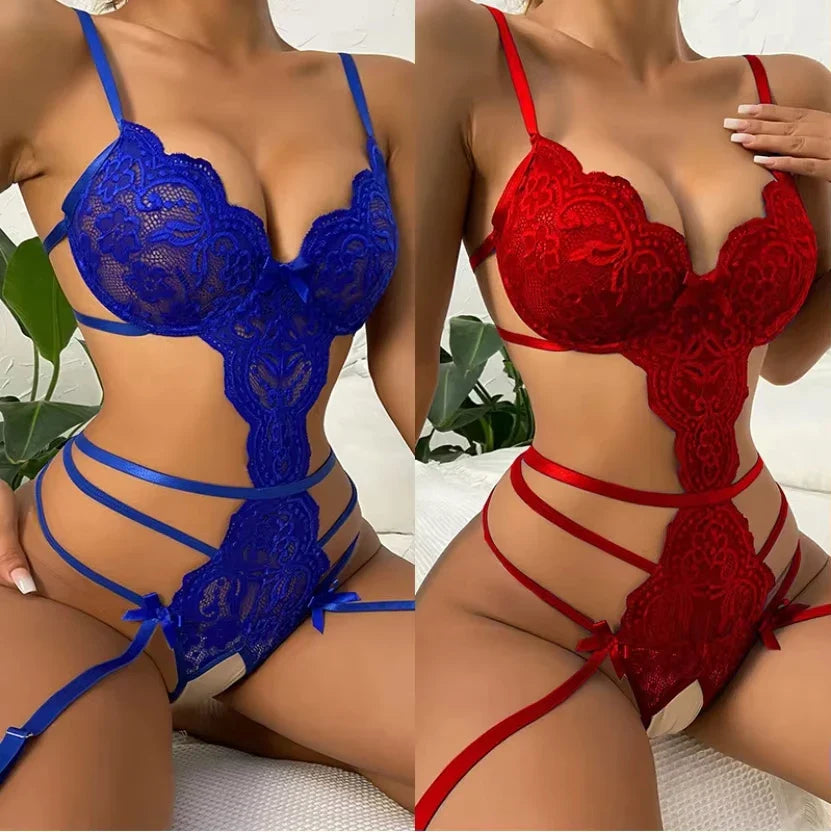 Ultra-Hot Sexy Lingerie for Women: Seductive Lace Open Bra Set, Alluring Ruffle Transparent Underwear & Provocative Erotic Bodys