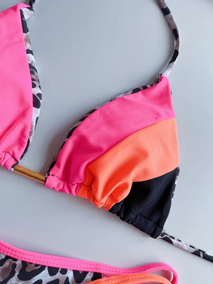 RUOTONGSEPT 2023 Sexy Spliced Swimsuit Women Swimwear Tiger Stripe Print Micro Bikini Set Brazilian Biquinis Beach Bathing Suit