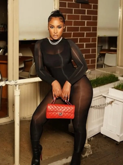 Wmstar Jumpsuits Women Wholesale Sexy Shiny Stockings See Through Tight Smooth Charming One Piece Suit Tight Alluring Fancy Club