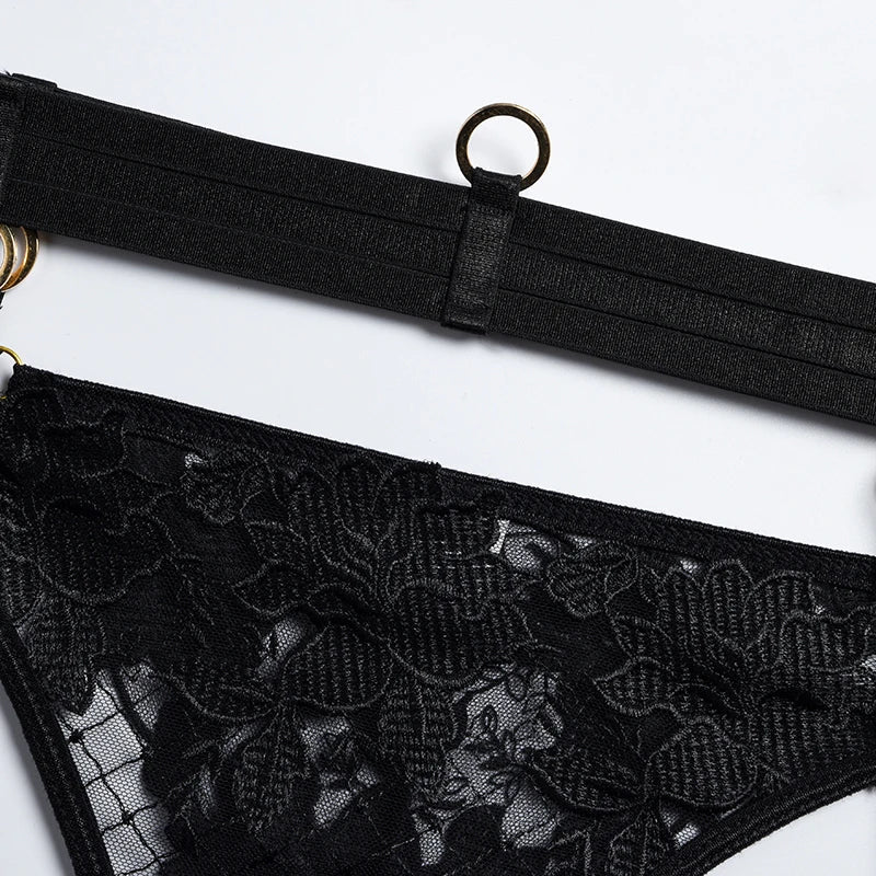 Lady Floral Lace Embroidery Lingerie Sets Women See-through Bra and Panty Set Underwear Sexy Hot Intimates Erotic Sexy Porn Suit