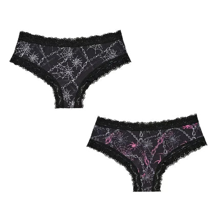 2Pc Set Lingerie Woman Sexy Underwear Lace Female Underwear Ghost Bat Butterfly Gothic Style Breathable Panties For Women