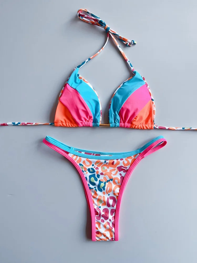 RUOTONGSEPT 2023 Sexy Spliced Swimsuit Women Swimwear Tiger Stripe Print Micro Bikini Set Brazilian Biquinis Beach Bathing Suit