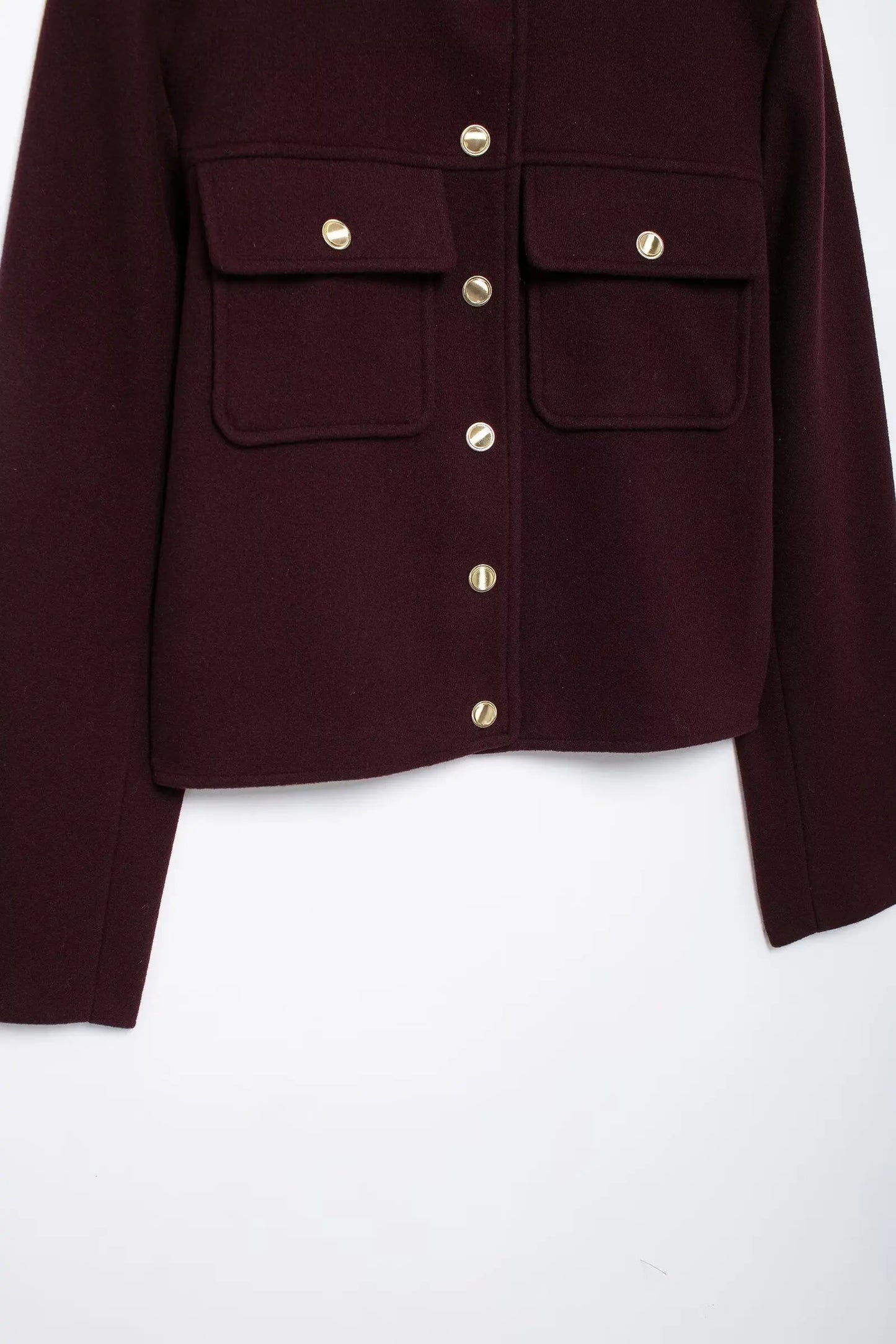 HH 2024 Fashion Women Soft Tweed Bomber Jacket O-Neck Long Sleeve Pockets Buttons Loose Woolen Coat Female Streetwear