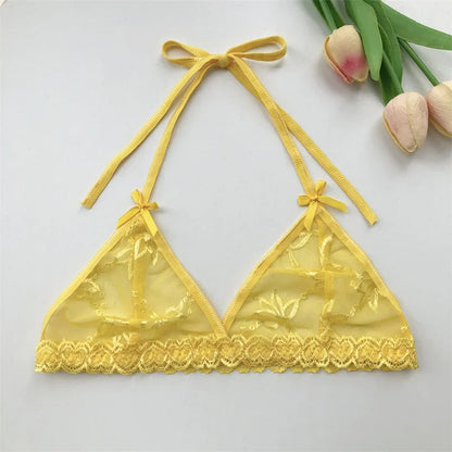 Custom Name Crystal Letter Bra and Panties Sets Sexy Lace Halter Bra Thong Personalized Customized Name Underwear G-String Gift