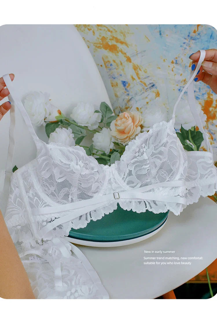 Logirlve Sexy Tоy For Women Bra Set Lingerie Push Up Brassiere Lace Embroidery Underwear Set Ultra-thin Cup Female Lingerie