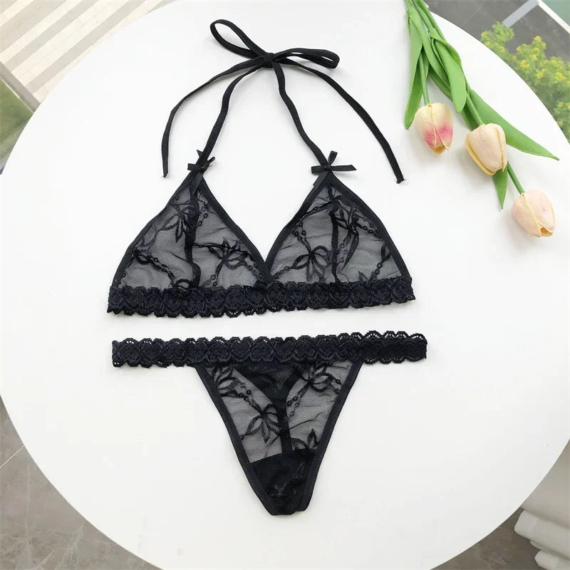 Custom Name Crystal Letter Thong Lace tie Hanging neck Bikini Bra Panties Sexy Personalized Name G-String Underwear Bra Set
