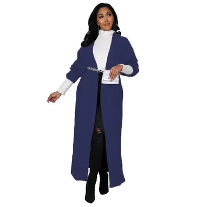 2024 New Women's Fashionable Cardigan Sweater Casual Long Sleeve Solid Color Jacket Autumn/Winter Amazon Europe Style