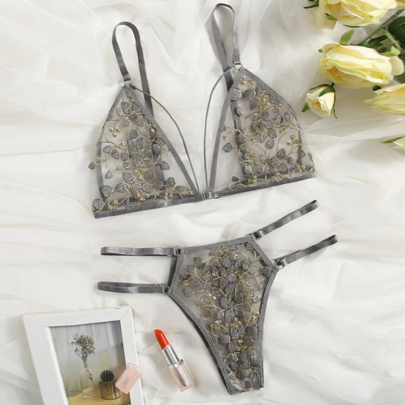Women Lace Bra Sets Seamless Underwear Backless Vest Sexy Bralette Lingerie Ultrathin Bra & Brief Sets Female Dropshipping