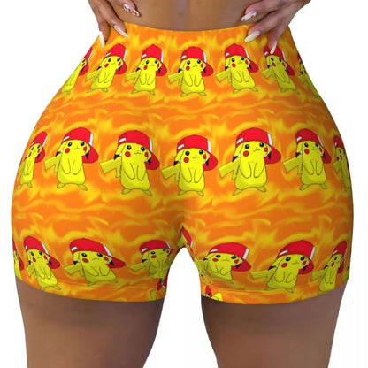 Custom Pikachus Women's Workout Yoga Shorts Athletic Gym Running Volleyball Shorts