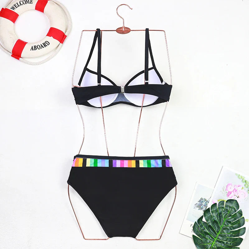 2024 New Women Swimsuit Sexy Women High Waist Bikini Swimwear Female Two Piece Beachwear Printed Bikinis Set Bathing Suit