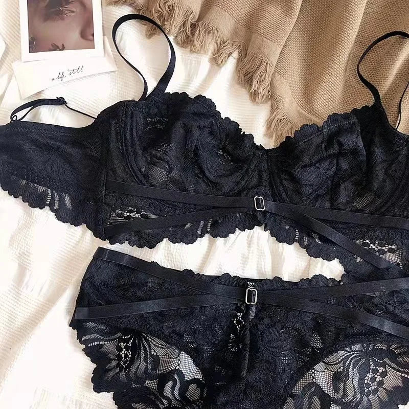 Logirlve Sexy Tоy For Women Bra Set Lingerie Push Up Brassiere Lace Embroidery Underwear Set Ultra-thin Cup Female Lingerie
