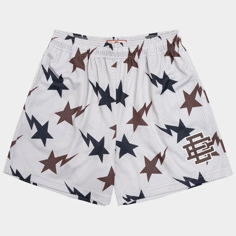 2025 New Summer EE Eric Emanuel  Basic Mesh Short Classic Floral Printed Gym Shorts Men's Gym Basketball Sports Beach Shorts