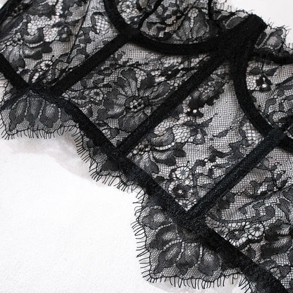 Krasapt Sexy Black Lace Lingerie Two Piece Sets Fancy Lace Underwear Erotiic Bras And Panties Transparent Attractive Bilizna Set