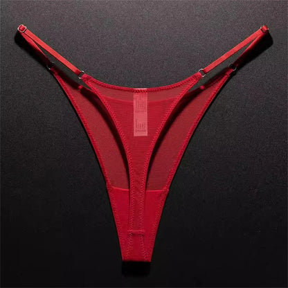 High Slit Women Seamless Thong Ultra-thin Mesh Sexy Underwear Transparent Gauze Sports Fitness G-string Plus Size