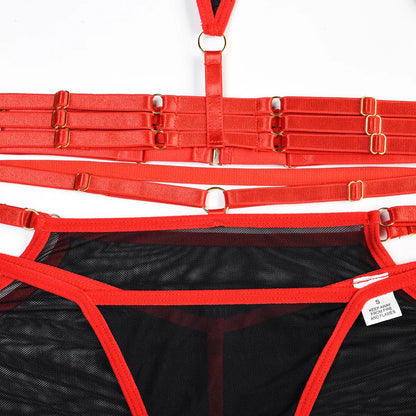 Diccvicc Long Sleeve Lingerie Sexy Sheer Mesh Porn Top Crotchless Skirt Naked Bandage Women Underwear Uncensored Erotic Costume