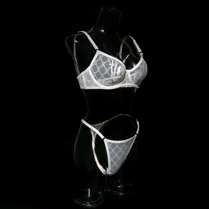 Ultra-thin Sexy Porn Lingerie 2Pcs Sets Seamless Mesh See-Through Bras And Thongs Erotic Underwear Outfits Adult Hot Sex Suit