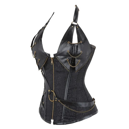 Women Bustiers Corsets Medieval Viking Pirate Costume Gothic Leather Overbust Corselet Steampunk Corset Vest Bustiers