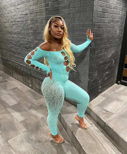 Viral Cheetah Bodysuit Pearl Embellished Mesh Lingerie Seductive Jacquard Catsuit for Women Flirtatious See Through Outfit