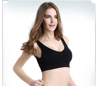 Seamless Bra For Women Crop Top Black Vertical Stripe Breathable Sports Bra Fitness Tube Tops Yoga Underwear Sports Bra