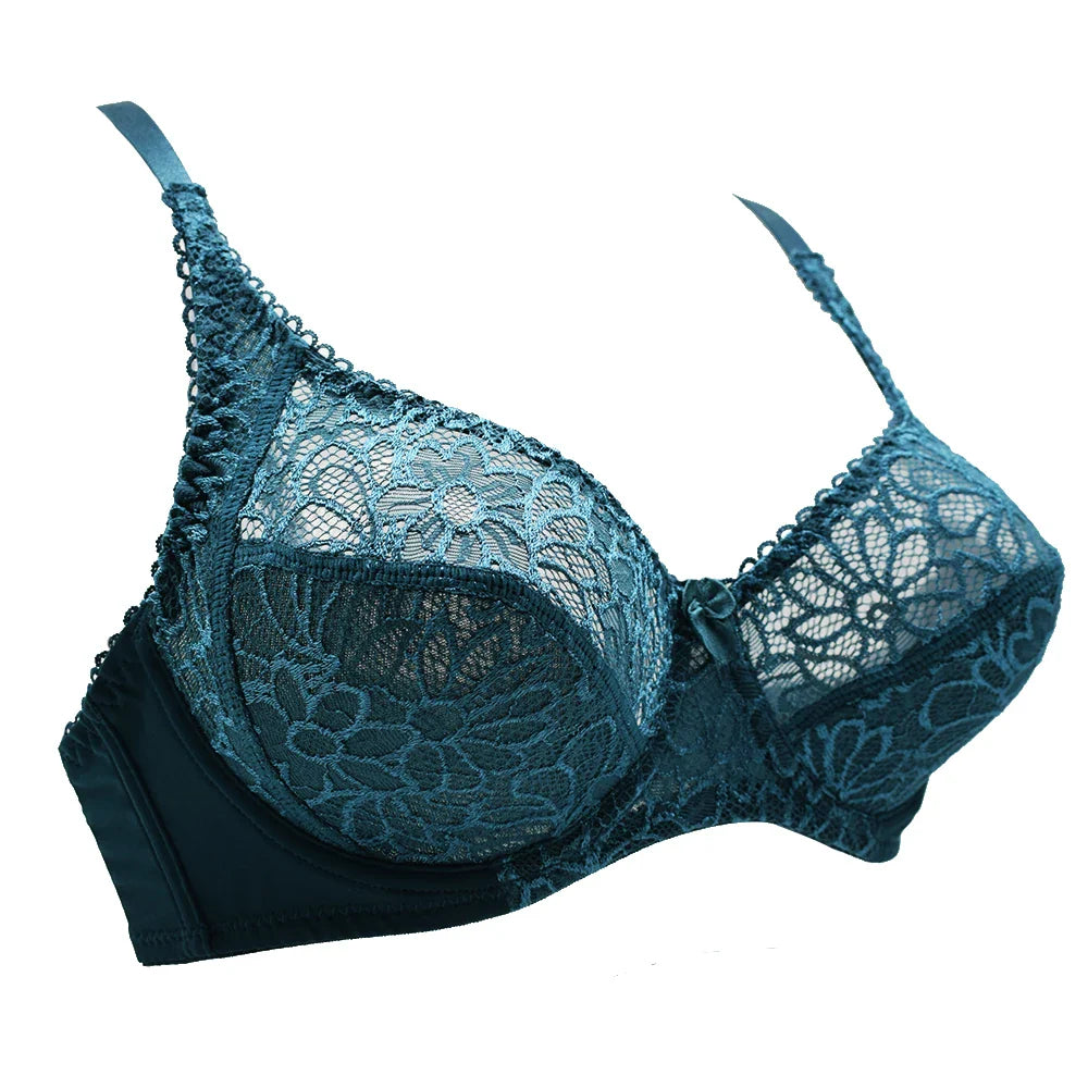 Womens Bras Ultra-Thin Perspective Deep V Lace Sheer Plus Size Bra Female Underwear Sexy Lingerie BH Tops 70-100 B C D E F Cup
