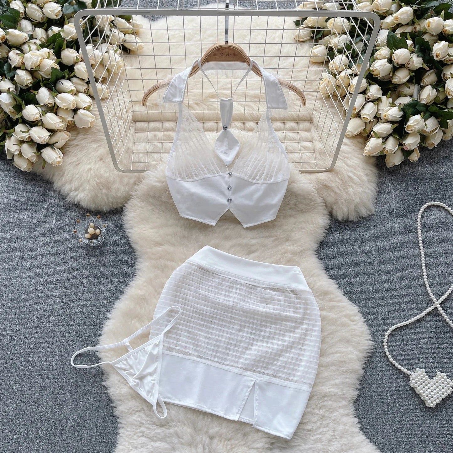Sexy Lace Gauze Patchwork Strap Bodysuit Hollow Sleeveless Slim backless Women Erotic Lingerie Hotsweet Bow Night Maid Cosplay