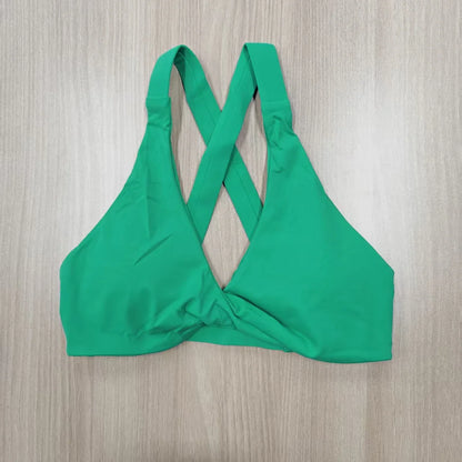 SHINBENE Women's Twist Workout Sports Bras Back Cross Padded Low Impact Fitness Bra Yoga Crop Tops