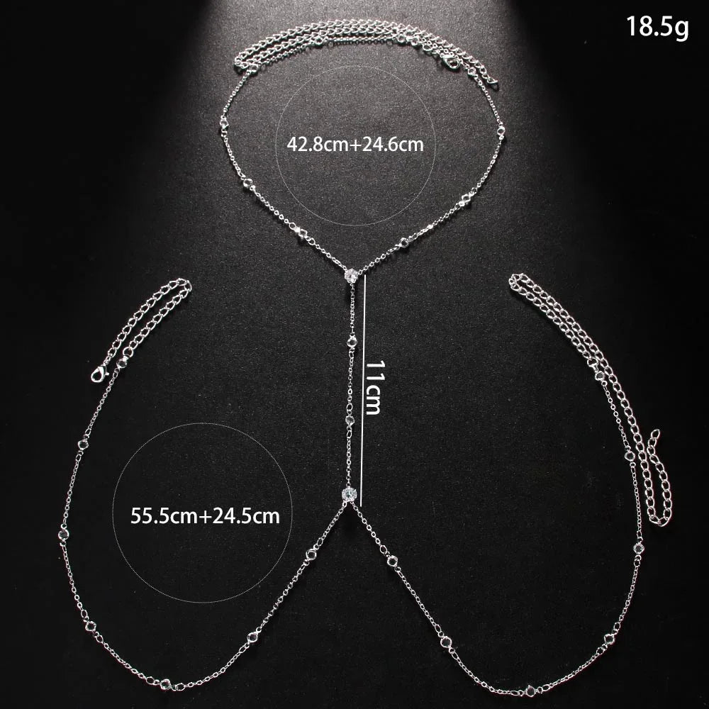 Stonefans Simple Cross Bra Chain Rhinestone Body Jewelry Bikini Summer Beach Fashion Chest Chain Necklace Accessories Clothing