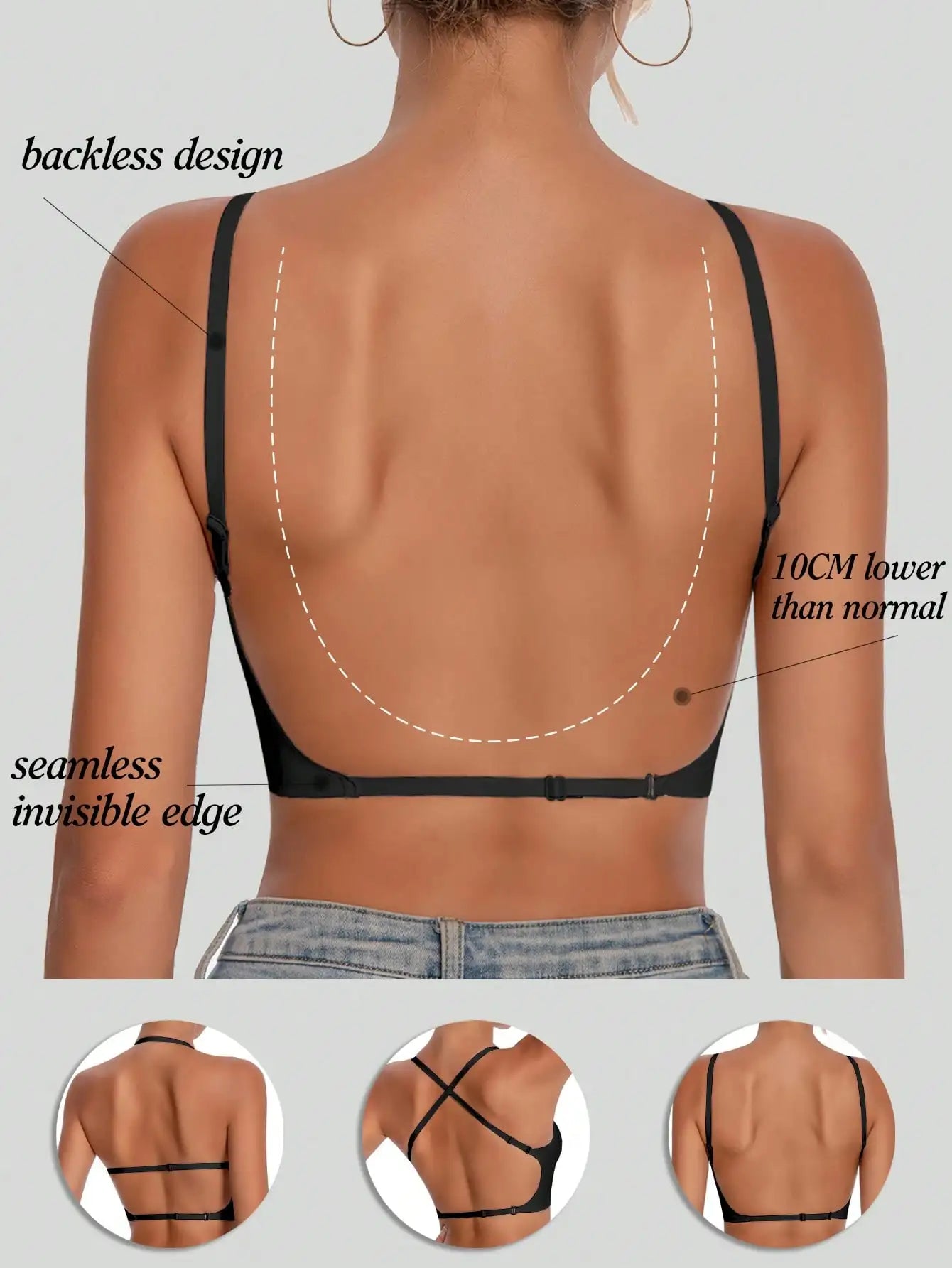Women's Seamless Backless bra backless strapless underwear Summer bra,Bra For Wedding Dress