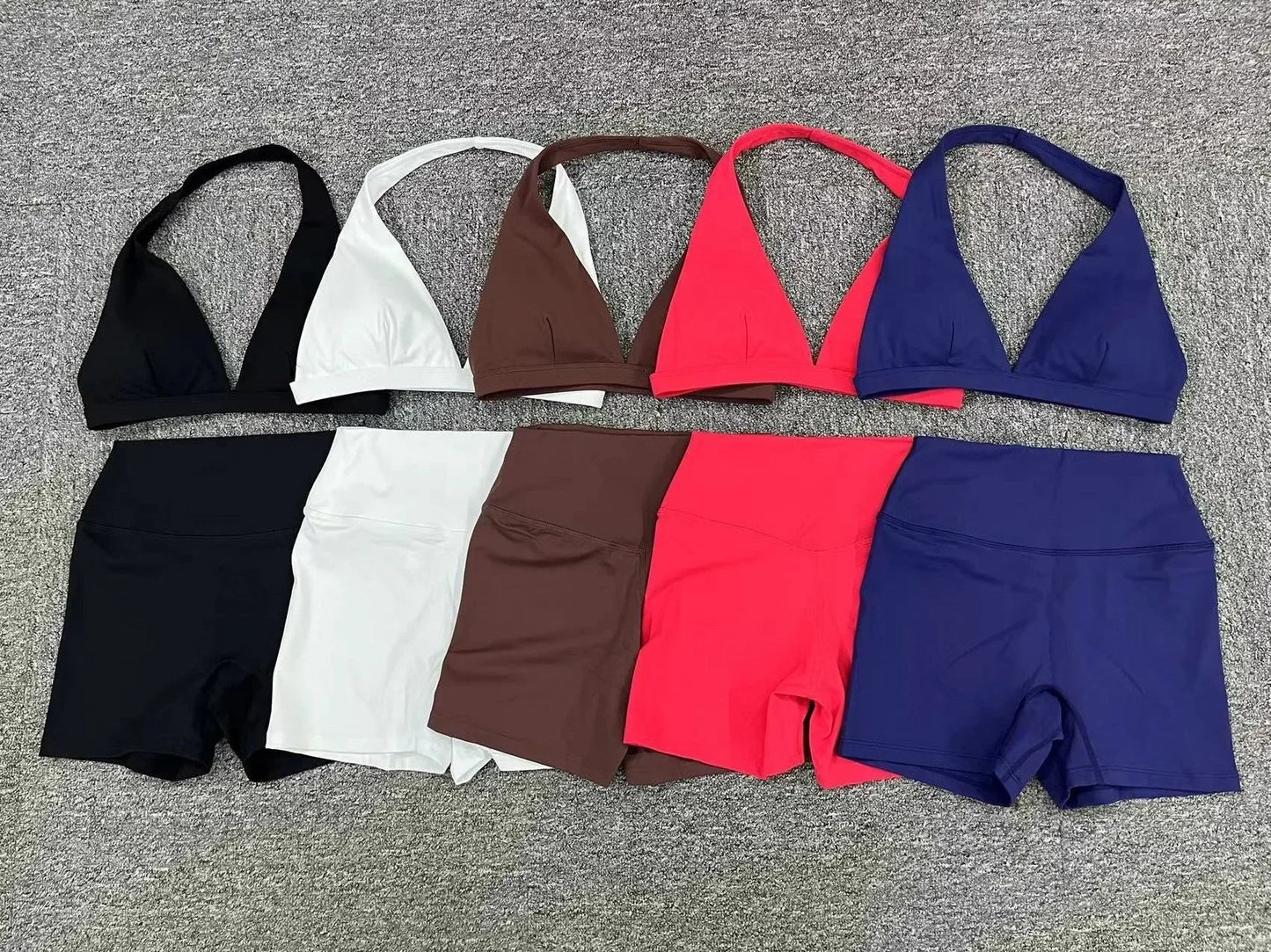 Wholesale Sportswear Woman Gym Set 2025 Sport Bra Shorts Outfit Yoga Clothes Fitness Clothing Kit Push Up Workout Activewear Red