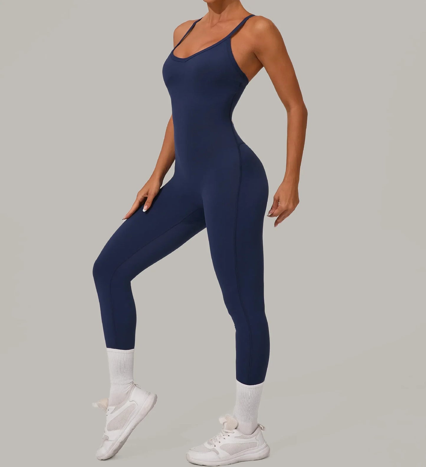 Sexy Hollow Cross Backless Sporty Tight Jumpsuit Woman Sportswear Summer One Pieces Outfit Gym Fitness Overalls Yoga Jump Suit