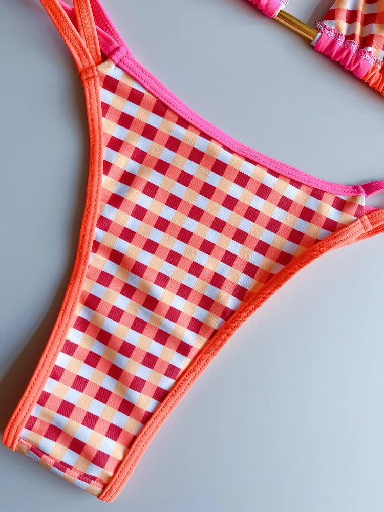 RUOTONGSEPT 2023 Sexy Spliced Swimsuit Women Swimwear Tiger Stripe Print Micro Bikini Set Brazilian Biquinis Beach Bathing Suit
