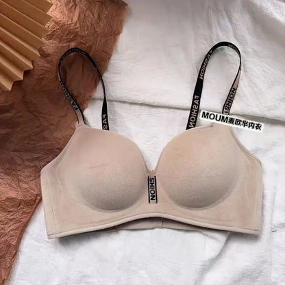 Velvet Plush Push Up Bra for Small Chest - 6CM Thermal Padded Non-Wire Bra, Warm Lined Comfort for Women, Autumn Winter Wear