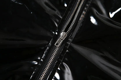 SINGREINY Strapless PU Leather Sexy Bodysuits Ladies Zipper Design Bodycon Top Fashion Streetwear Open Crotch Sensual Playsuits