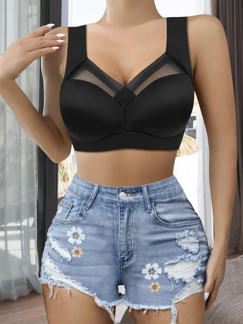2/1Solid Wireless Sports Bra Comfy & Breathable Seamless Push Up Running Workout Tank Everyday Bra, Women's Lingerie & Underwear