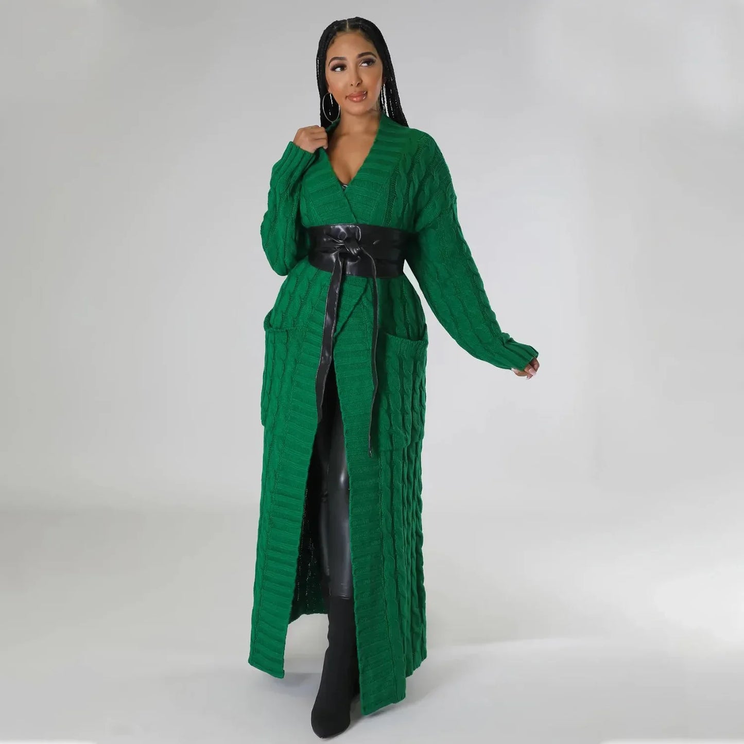 2024 New Women's Fashionable Cardigan Sweater Casual Long Sleeve Solid Color Jacket Autumn/Winter Amazon Europe Style
