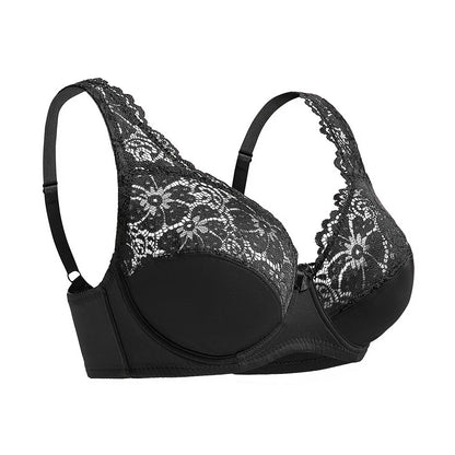 Women Plus Size Bra Breathable Sexy Lingerie Perspective Brassiere Floral Lace Bras Unlined Underwire Female Underwear