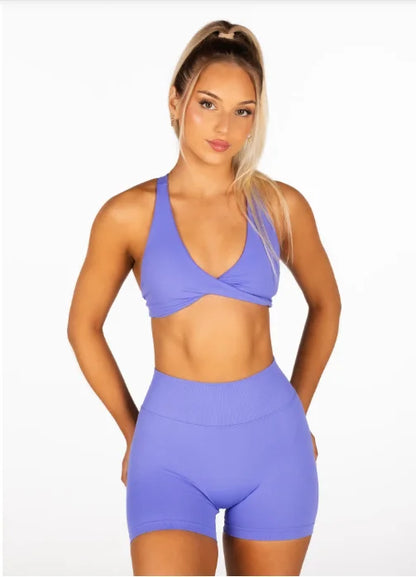 SHINBENE Women's Twist Workout Sports Bras Back Cross Padded Low Impact Fitness Bra Yoga Crop Tops