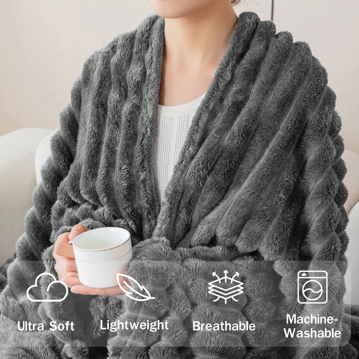 1pc flannel blanket - soft, comfortable, warm nap blanket, Christmas exquisite gift blanket, available in multiple colors