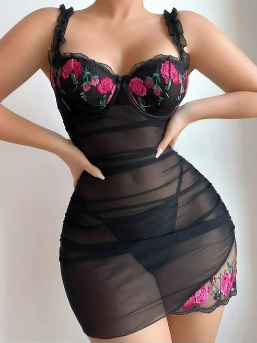 Women's Sexy Lingeie Set Transparent Lace Erotic Underwear Romantic Lingeries Set Sexy Bra and Panties Sets Lingerie for Woman