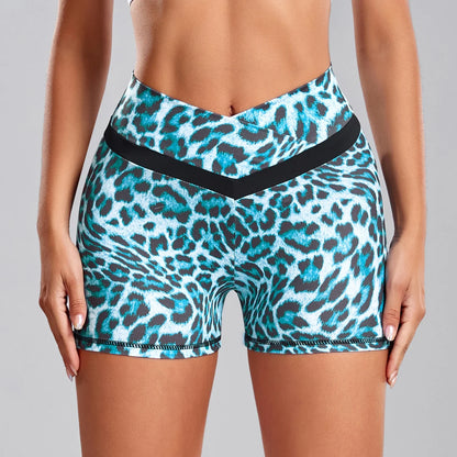 Sexy Booty Shorts Women Quick Drying Push Up Femme Shorts High Waist Workout Gym Shorts Stripe Leopard Fitness Running Shorts
