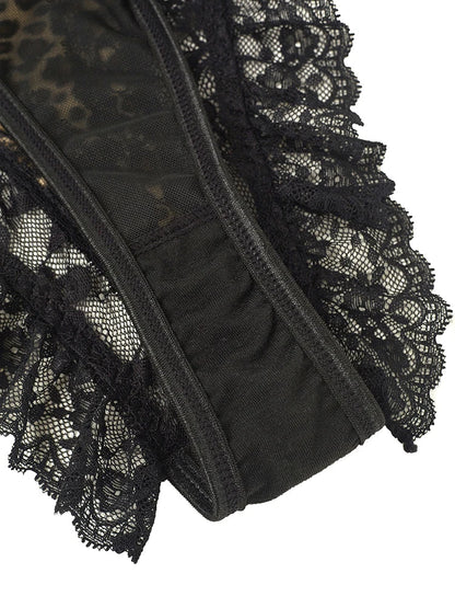 Sexy Lace Leopard Pattern Bodysuits Vintage Chic Slim Top Clothing Female Spaghetti Strap Sleeveless Backless Adult Shaper