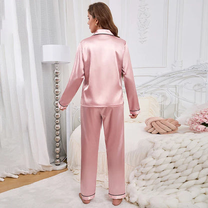 Women's Pajama Set Silk Sleepwear Suit Loungewear Pj Set Satin Long Sleeve Tops With Pants 2 Pieces Pjs Pajamas for Women Pyjama