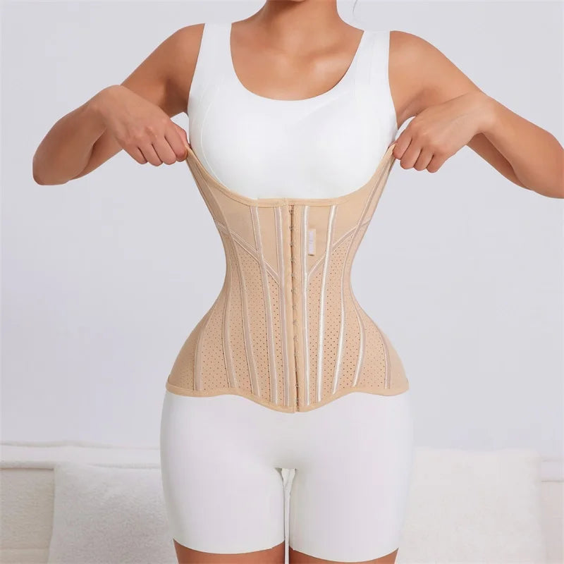 MISTHIN U-shaped Waist Trainer Corset Women Shapers Lifted Waist Trainer Steel Bone Slimming Breathable Mesh Women's Shapewear